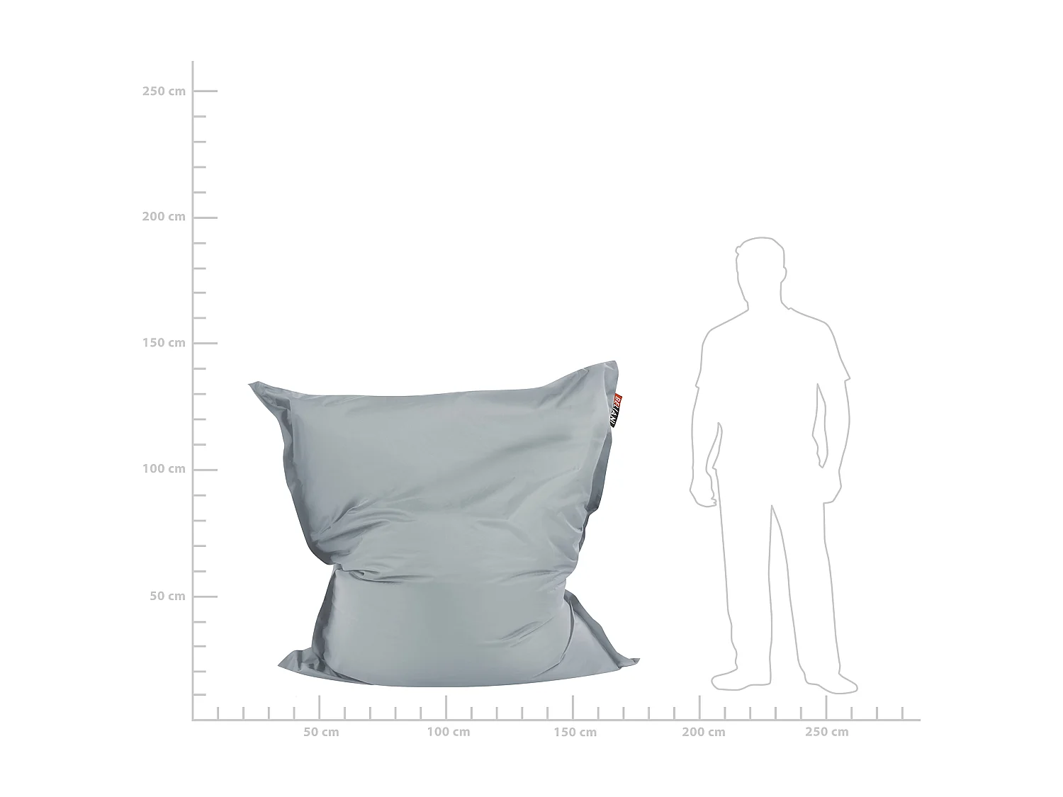 Pouf poire 300 L FUZZY 140 cm 180 cm Gris clair