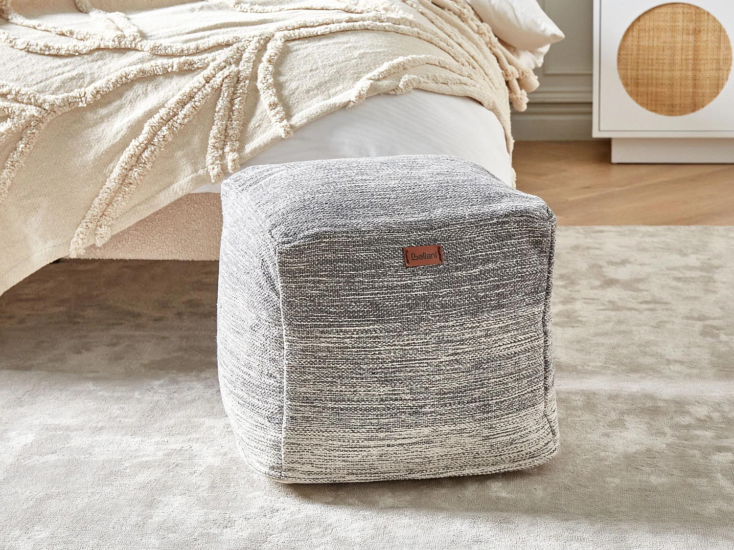 Pouf HIRRI Cotone Grigio chiaro 40 cm 40 cm 40 cm