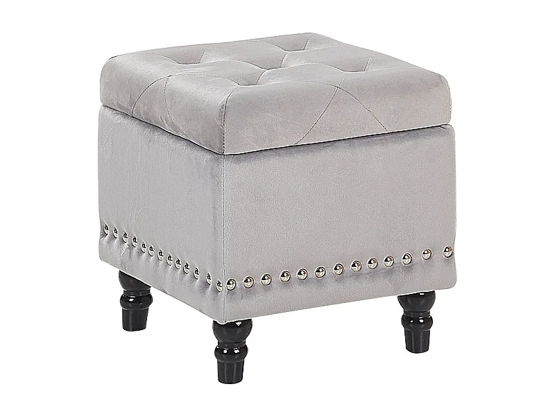 Pouf contenitore LORETTO Velluto Grigio chiaro 37 cm 37 cm 40 cm