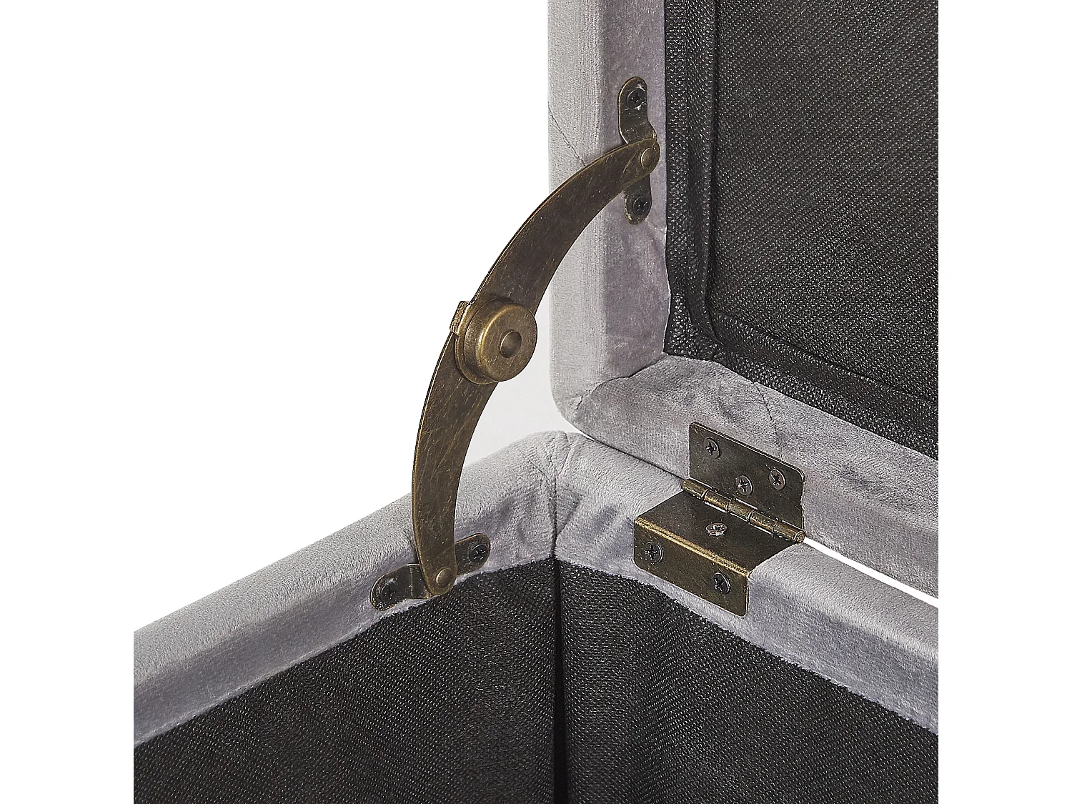 Pufe com arrumação LORETTO Veludo Cinzento claro 37 cm 37 cm 40 cm