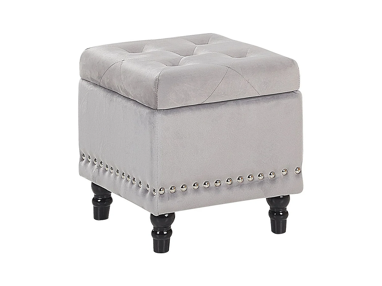 Pouf de rangement LORETTO Velours Gris clair