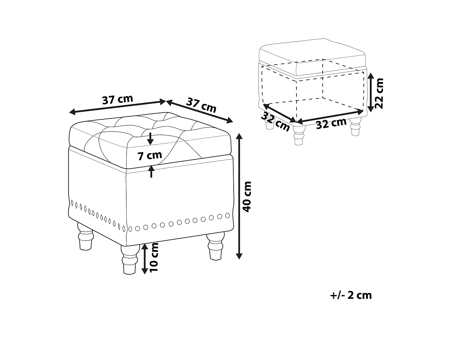 Poef met opbergruimte LORETTO Fluweel Lichtgrijs 37 cm 37 cm 40 cm