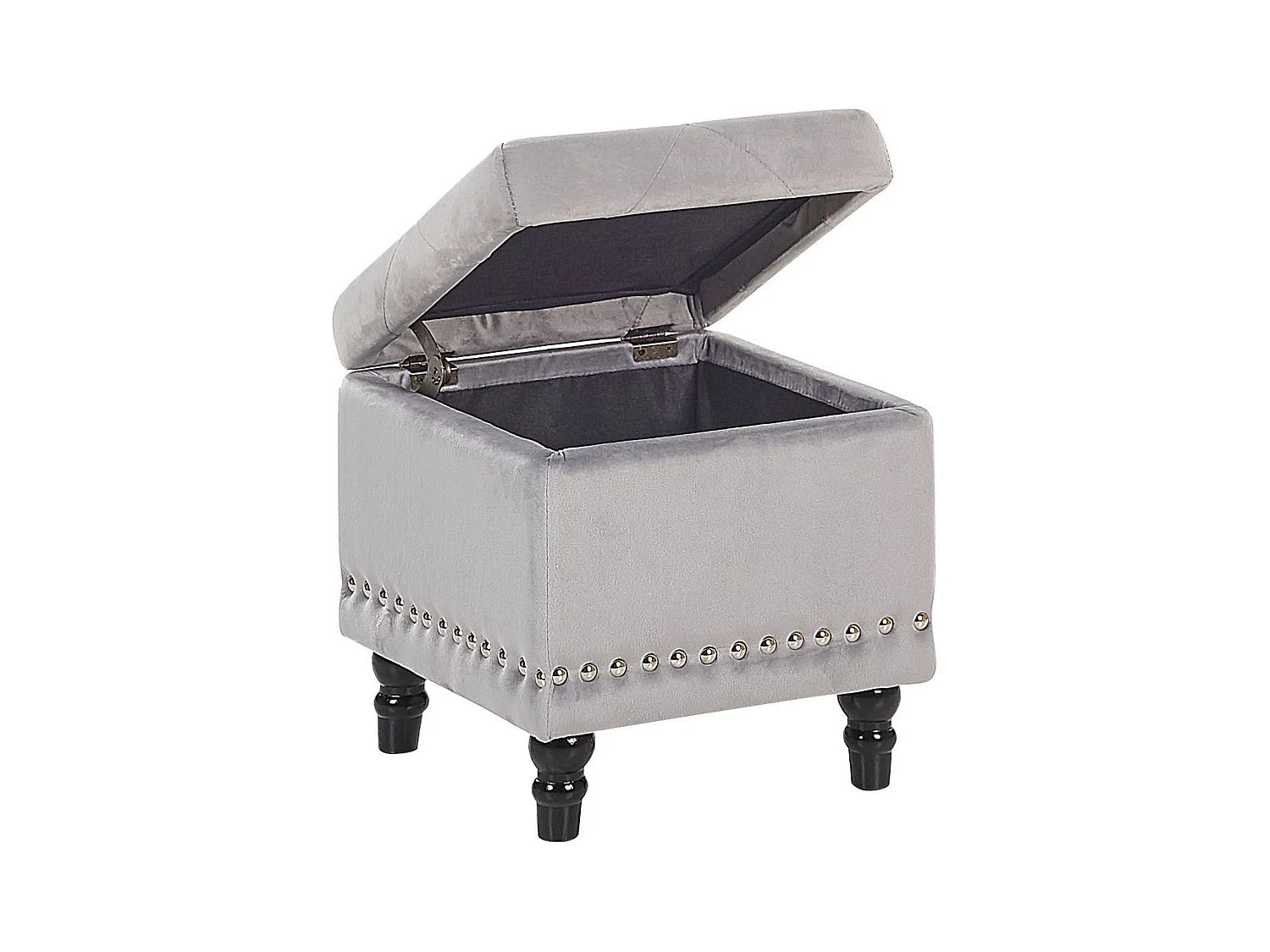 Poef met opbergruimte LORETTO Fluweel Lichtgrijs 37 cm 37 cm 40 cm