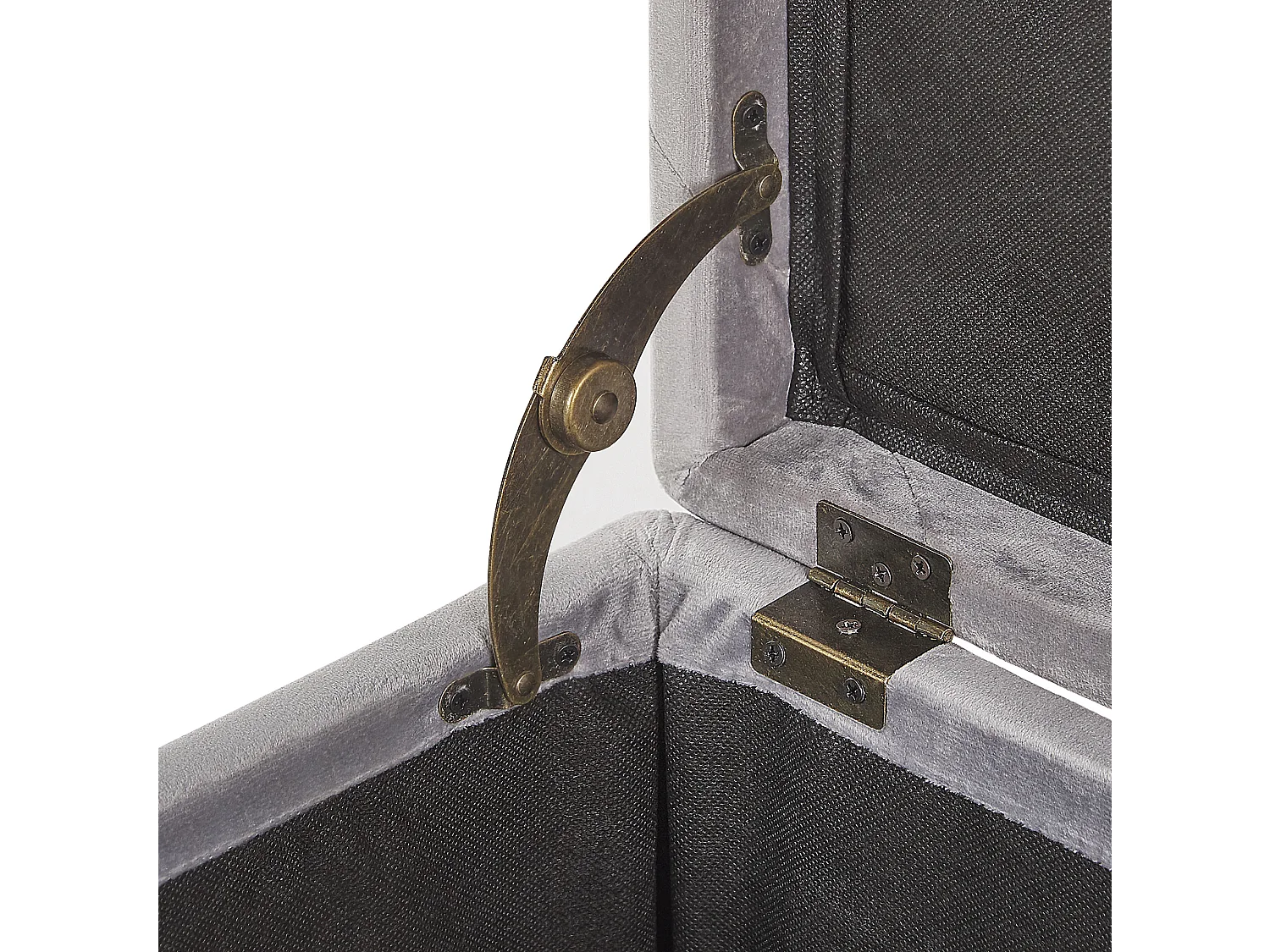 Hocker mit Stauraum und Nieten quadratisch Samt hellgrau Glamour Look Loretto