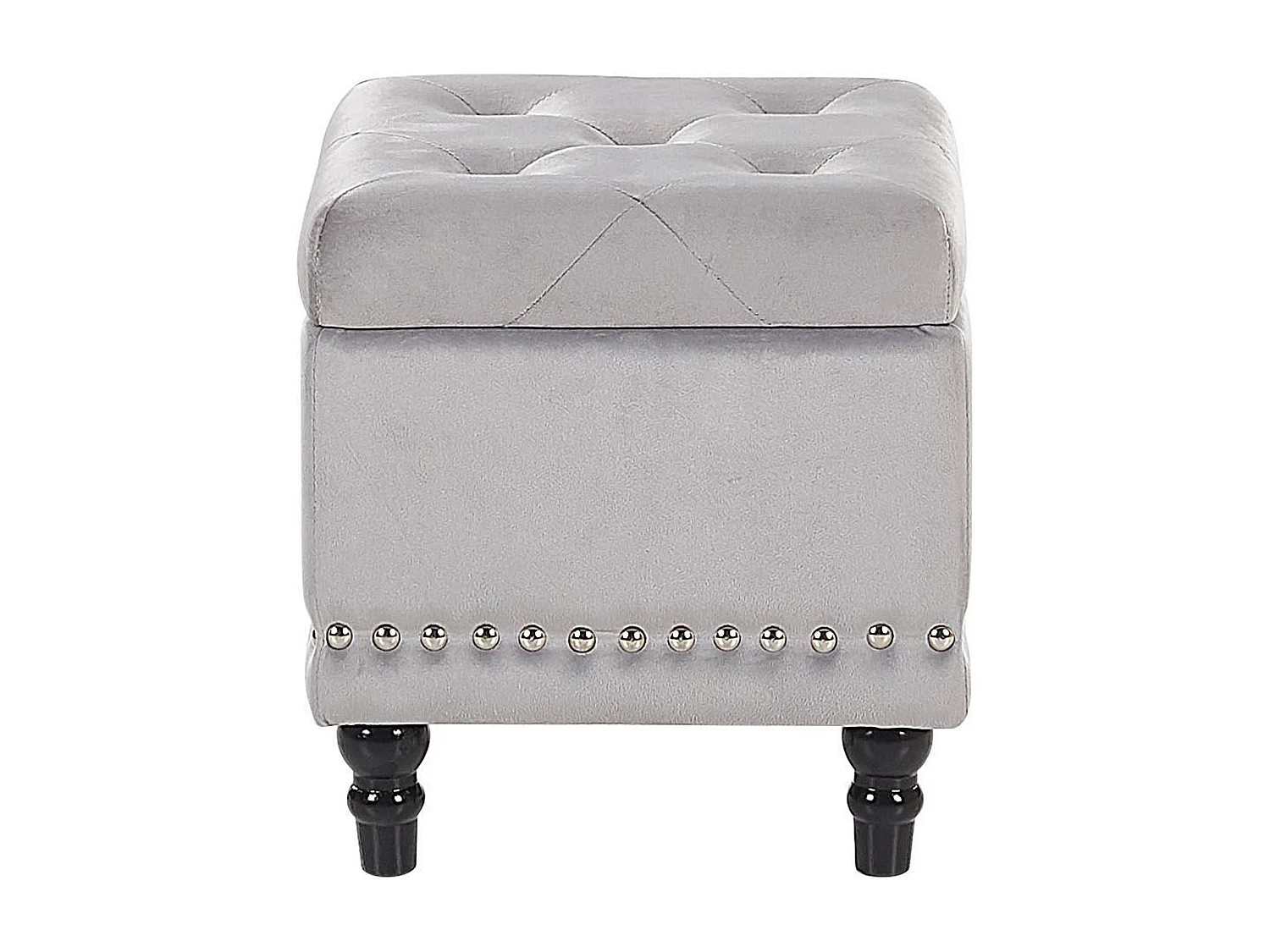 Pouf contenitore LORETTO Velluto Grigio chiaro 37 cm 37 cm 40 cm