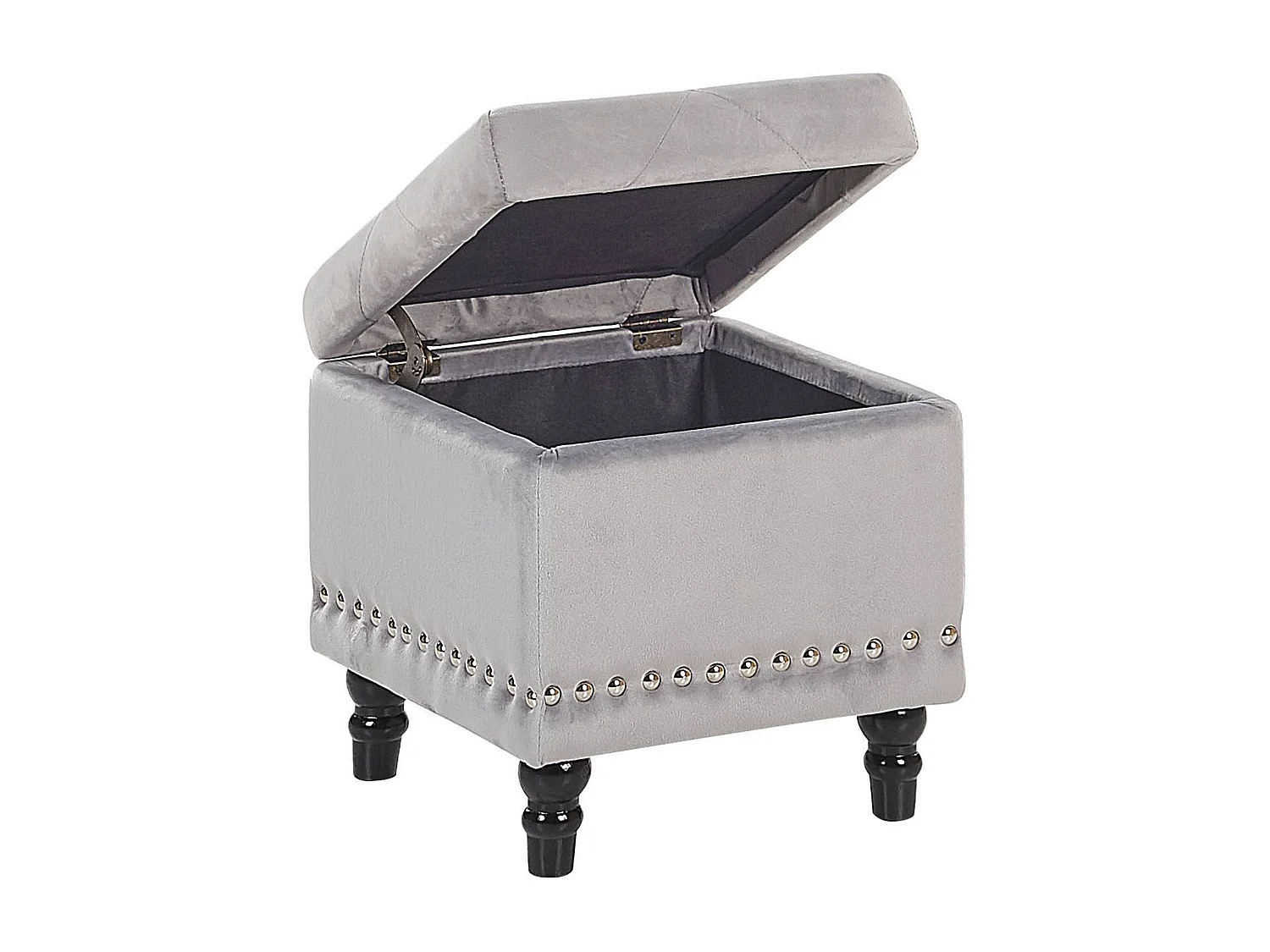 Pouf contenitore LORETTO Velluto Grigio chiaro 37 cm 37 cm 40 cm