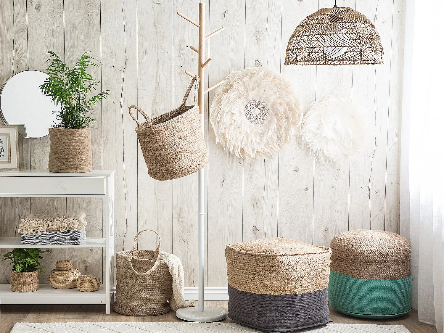 Puf KIRAMA Yute Gris oscuro 44 cm 44 cm 44 cm