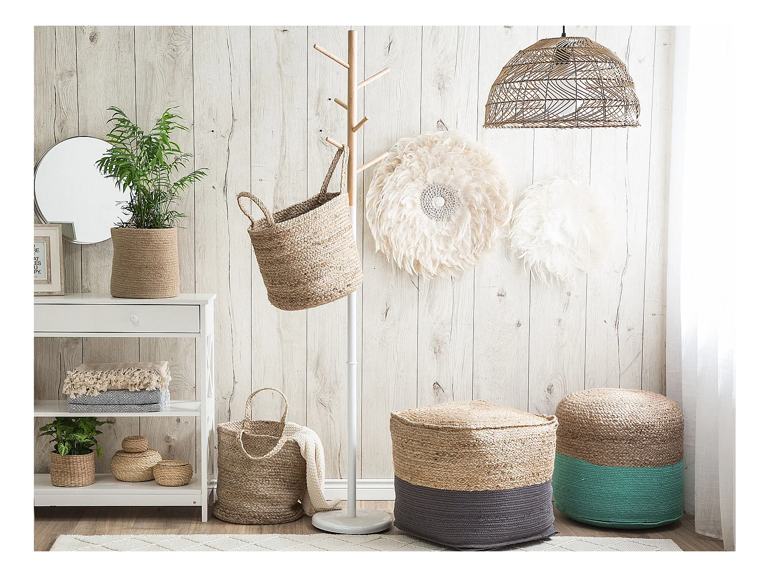 Pouf KIRAMA Jute Gris foncé