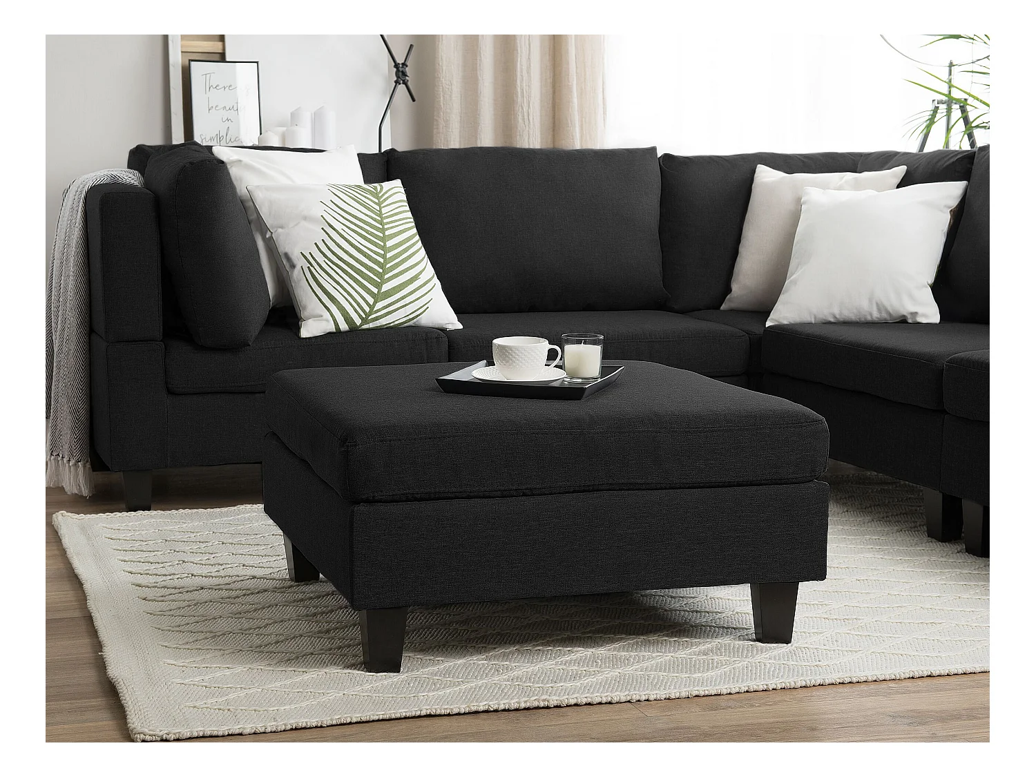 Ottomaan FEVIK Stof Zwart