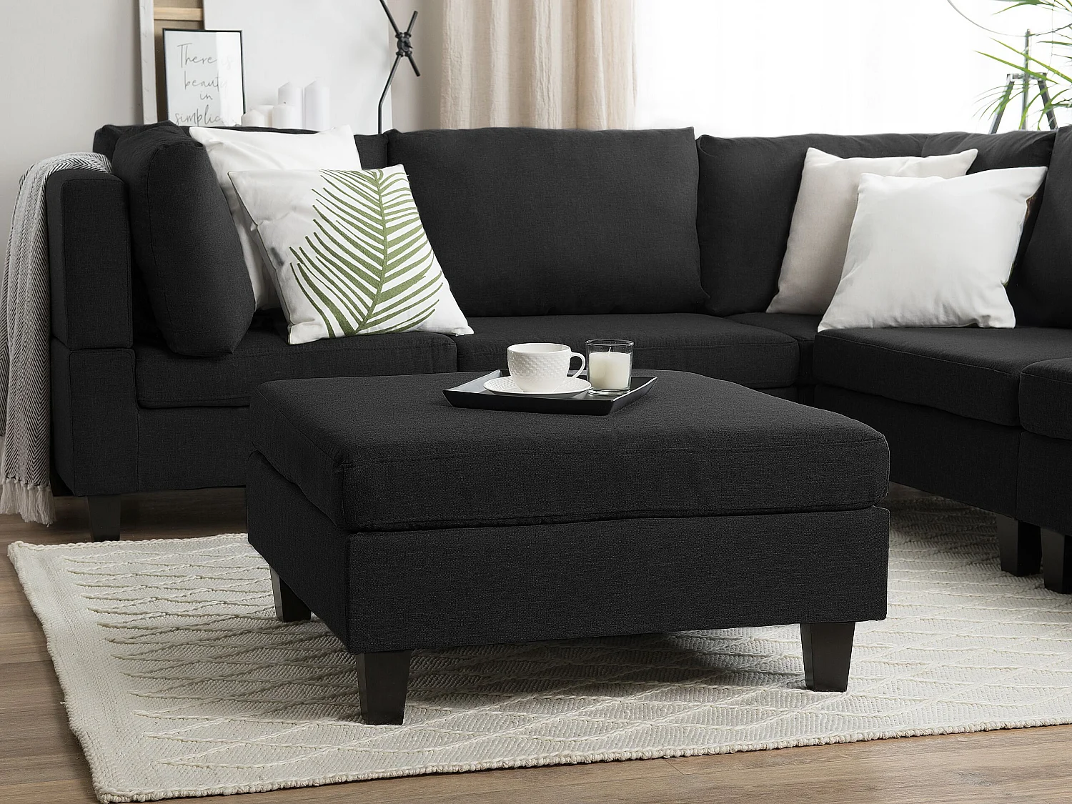 Ottoman FEVIK Tissu Noir