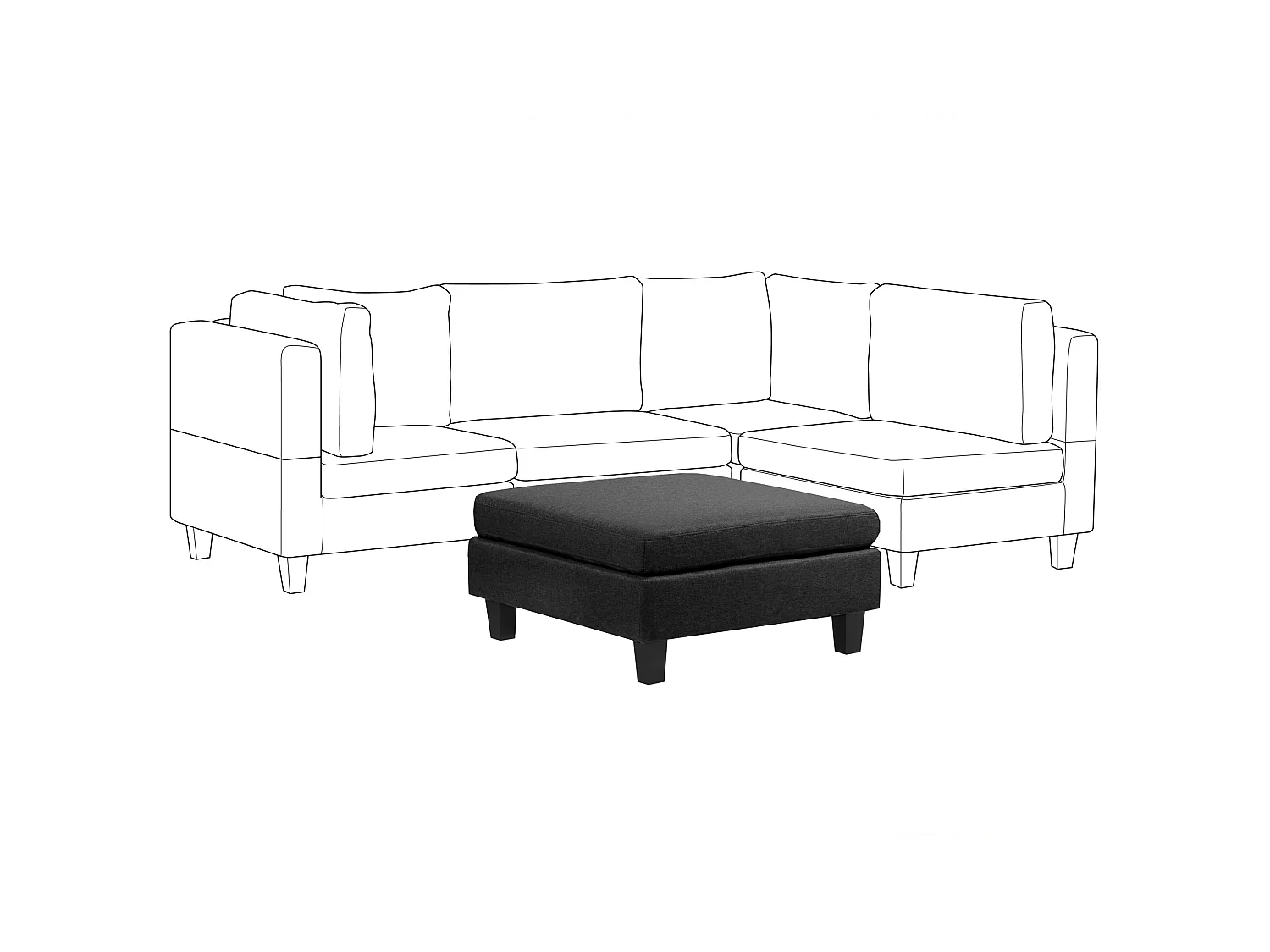 Ottoman FEVIK Tissu Noir