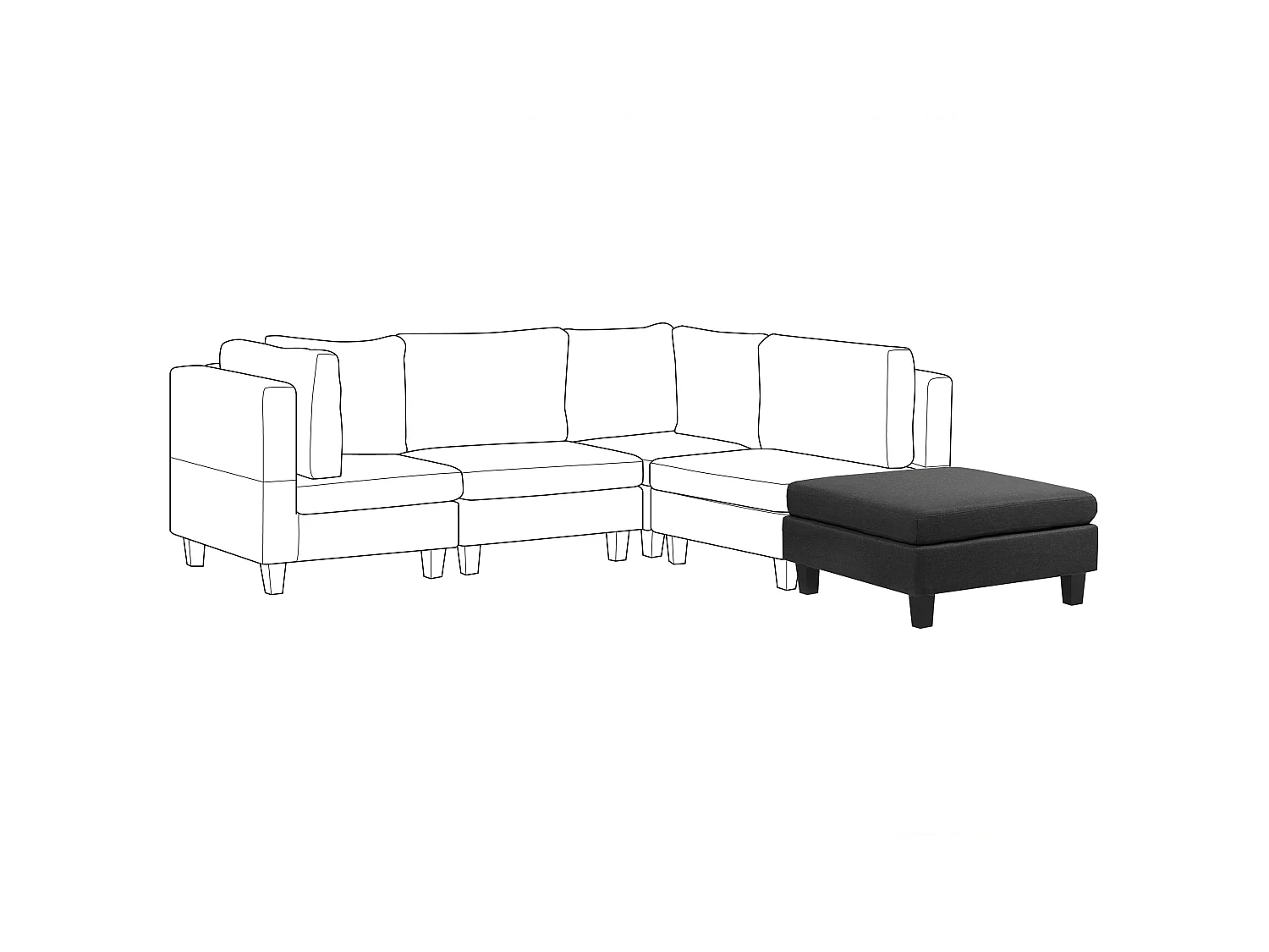 Ottoman FEVIK Tissu Noir