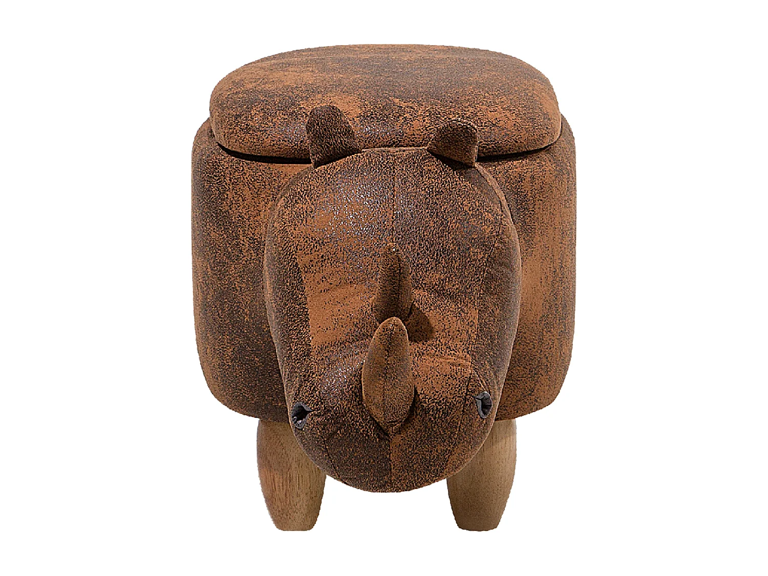 Tabouret de rangement animal RHINO Cuir PU Marron clair