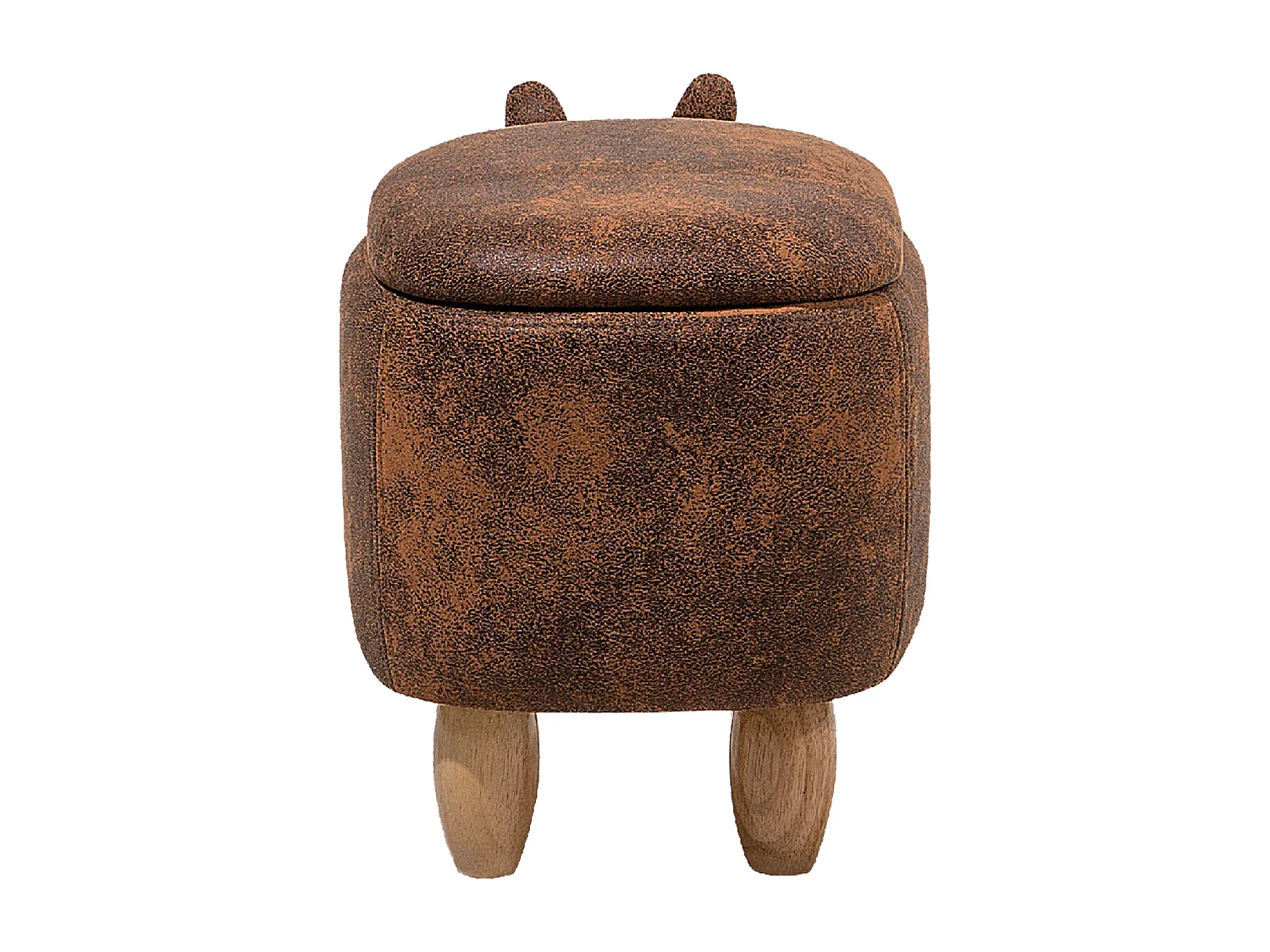 Tabouret de rangement animal RHINO Cuir PU Marron clair Rhinocéros