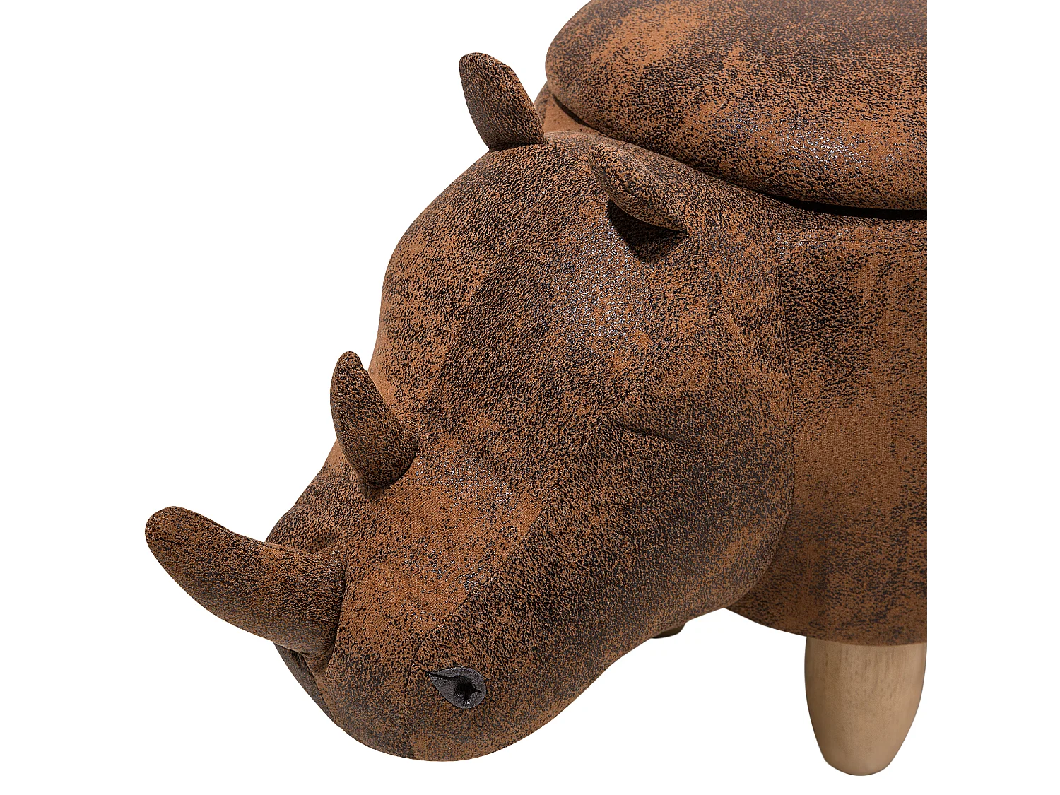 Tabouret de rangement animal RHINO Cuir PU Marron clair Rhinocéros