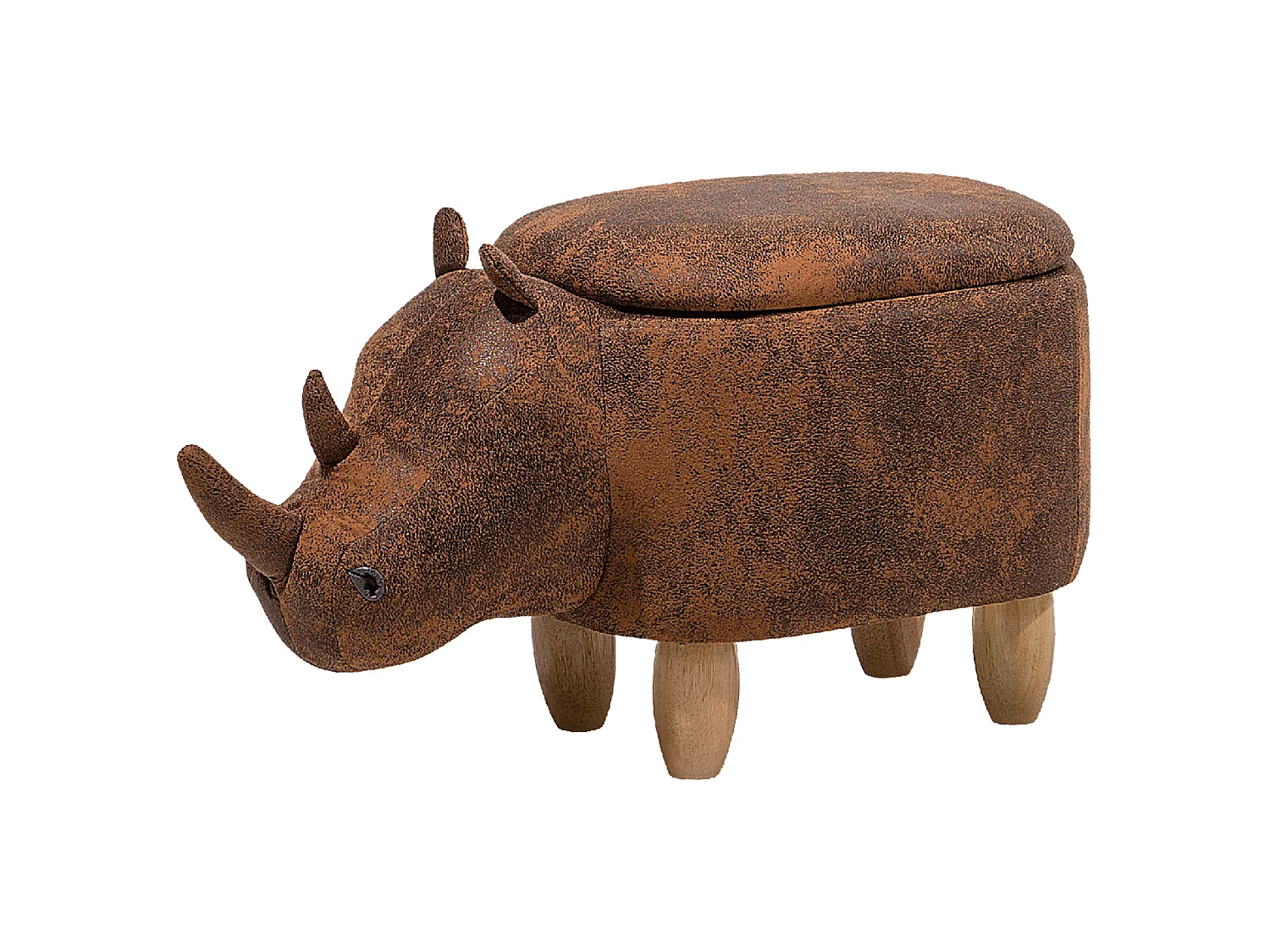 Tabouret de rangement animal RHINO Cuir PU Marron clair
