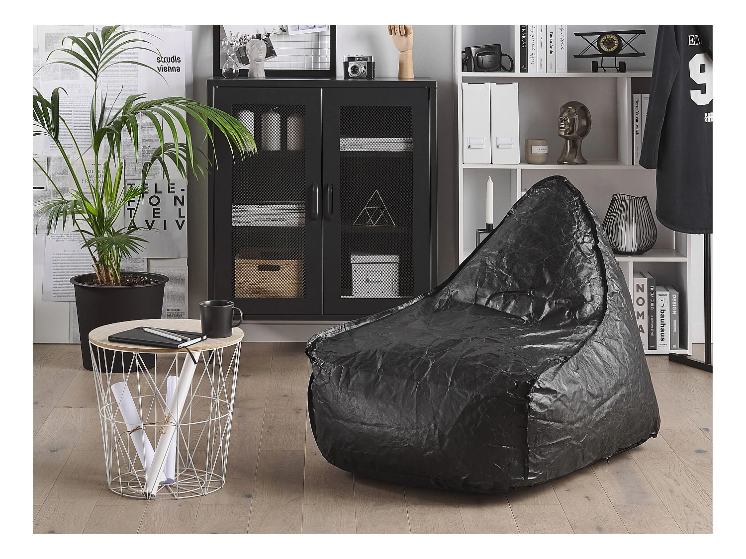Trendy Sitzsack mit EPS Kugeln Kunststoff schwarz Drop