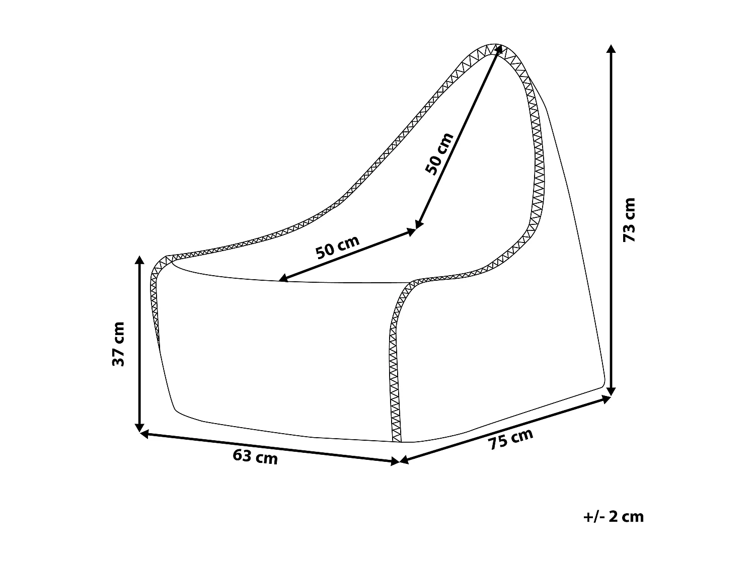 Pufe 200 L DROP 63 cm 75 cm Preto