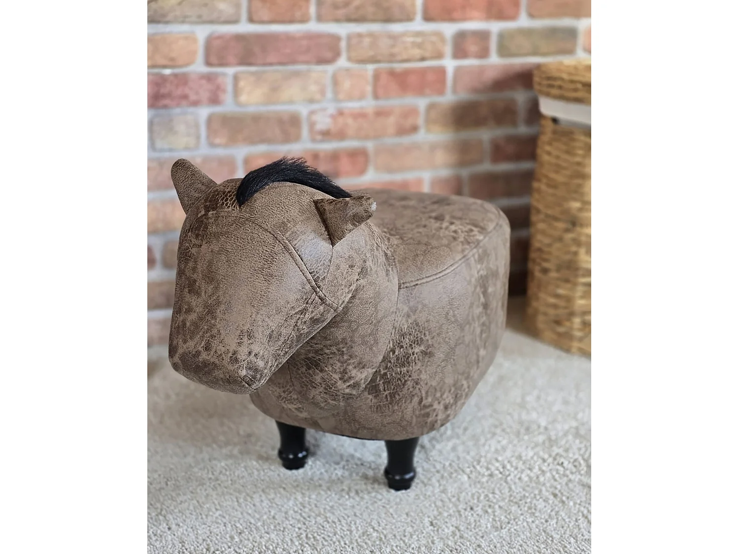Tabouret animal HORSE Cuir PU Marron clair