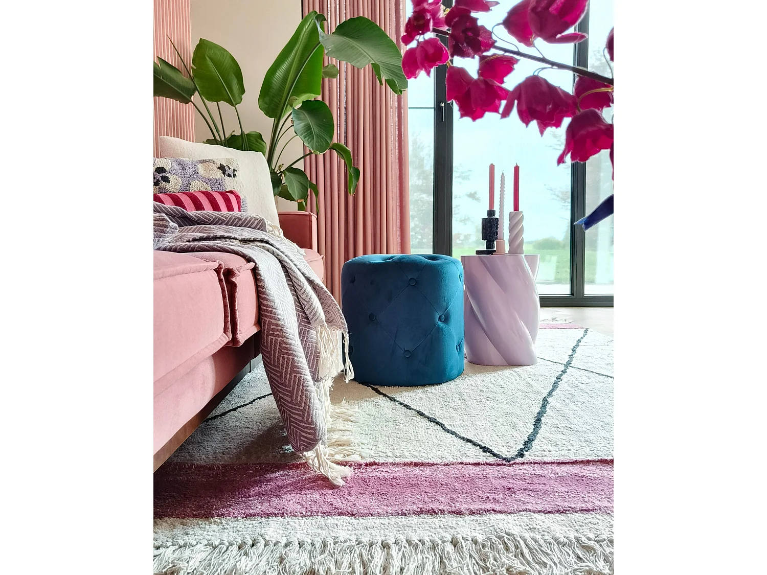 Pouf COROLLA Samtstoff Dunkelblau 40 cm 40 cm 40 cm