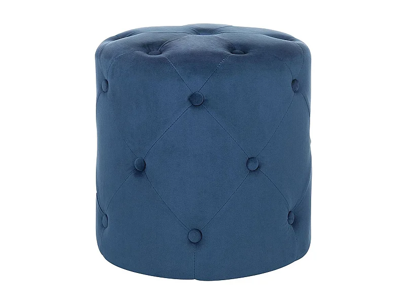Pouf Samt blau rund 40 cm gesteppt mit Knopfheftung Chesterfield-Stil Corolla