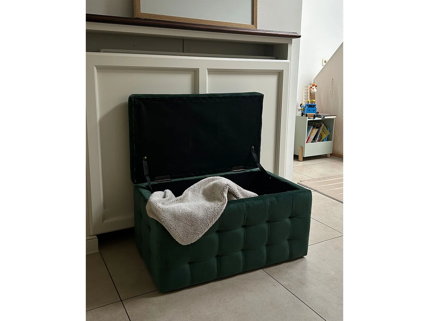 Pouf de rangement MICHIGAN Velours Vert foncé