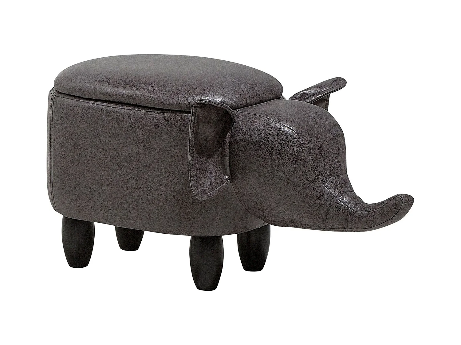 Dierenpoef met opbergruimte ELEPHANT Kunstleer Donkergrijs