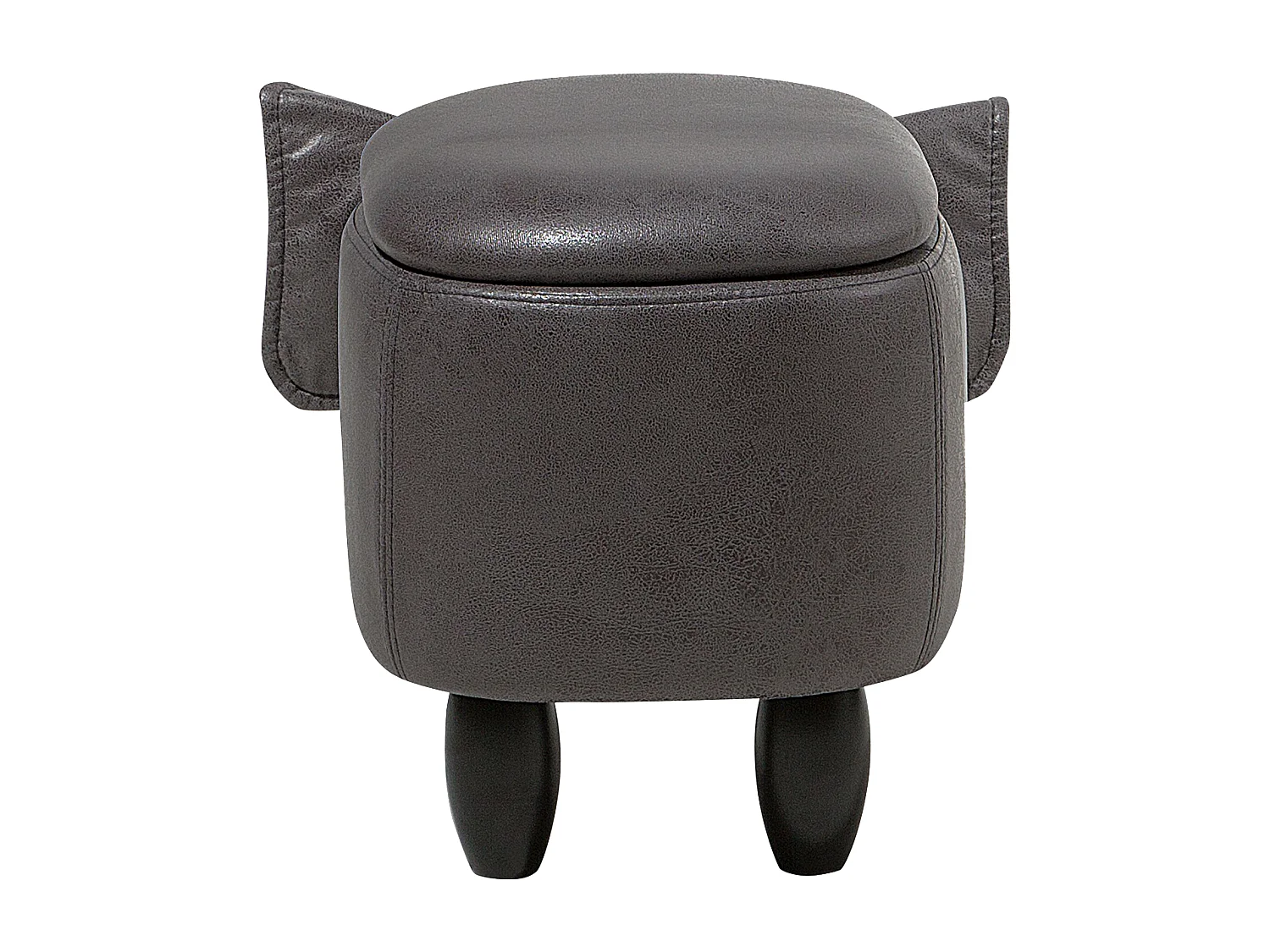 Hocker Elefant für Kinder Kunstleder grau mit Deckel Stauraum Holzbeine Elephant