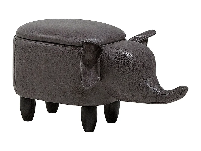 Tabouret de rangement animal ELEPHANT Cuir PU Gris foncé