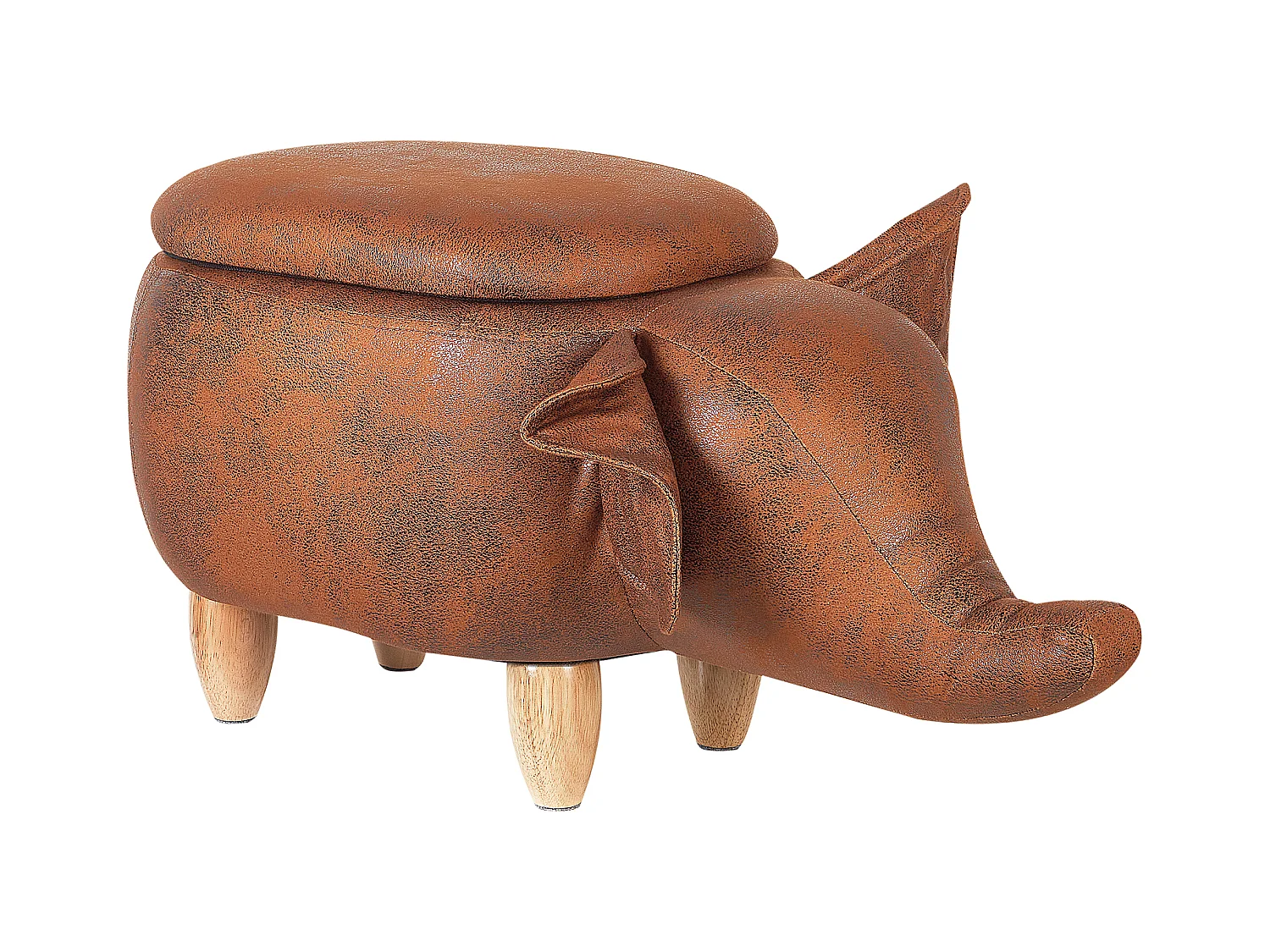 Tabouret de rangement animal ELEPHANT Cuir PU Marron foncé