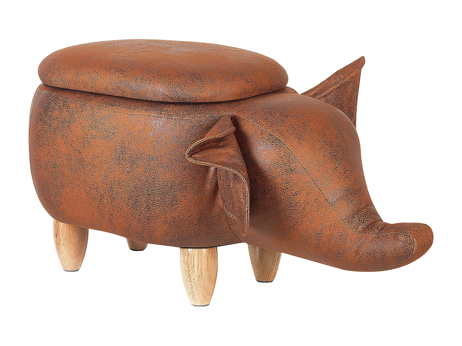 Tabouret de rangement animal ELEPHANT Cuir PU Marron foncé