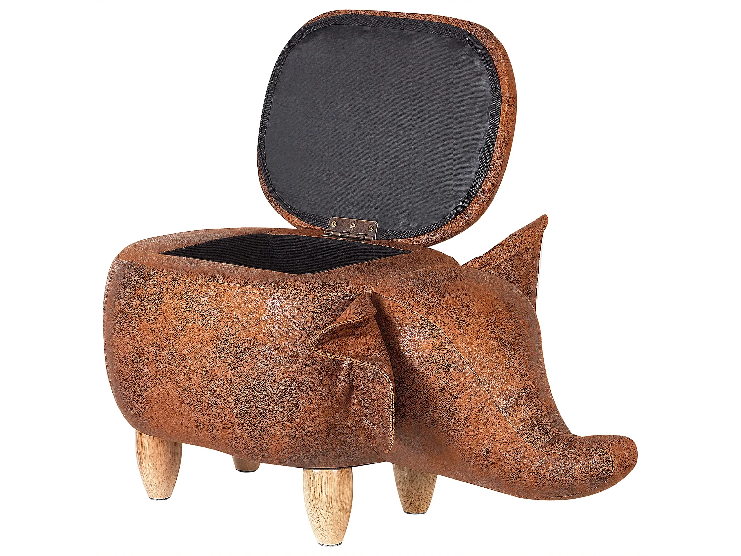 Tabouret de rangement animal ELEPHANT Cuir PU Marron foncé Éléphant