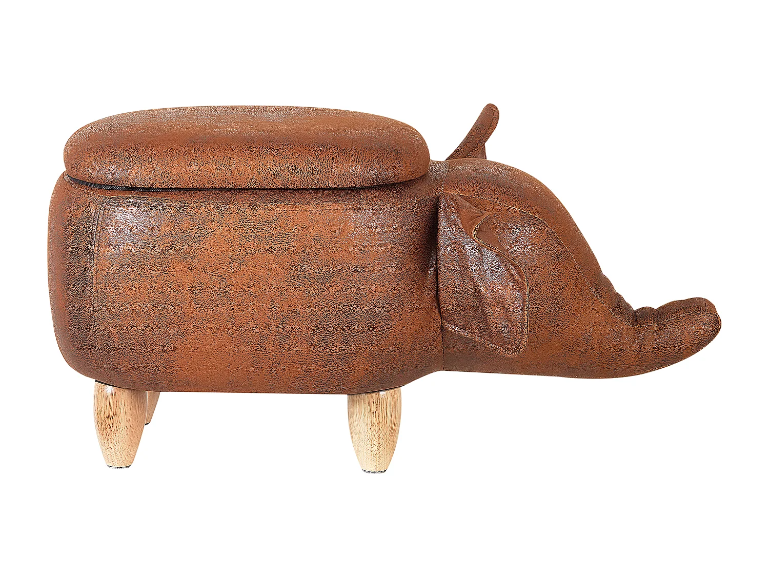 Tierhocker mit Stauraum ELEPHANT Kunstleder Dunkelbraun