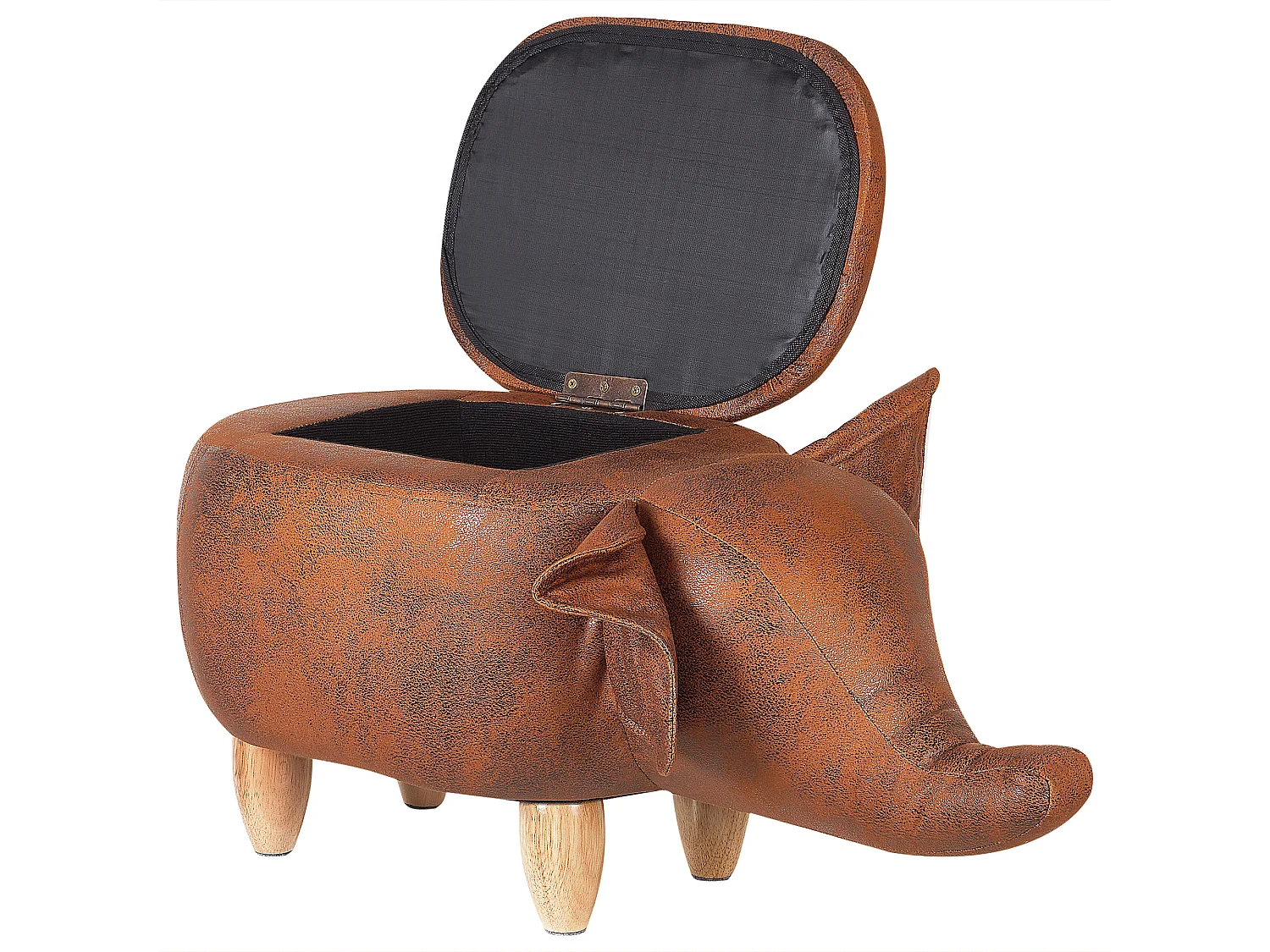 Tabouret de rangement animal ELEPHANT Cuir PU Marron foncé