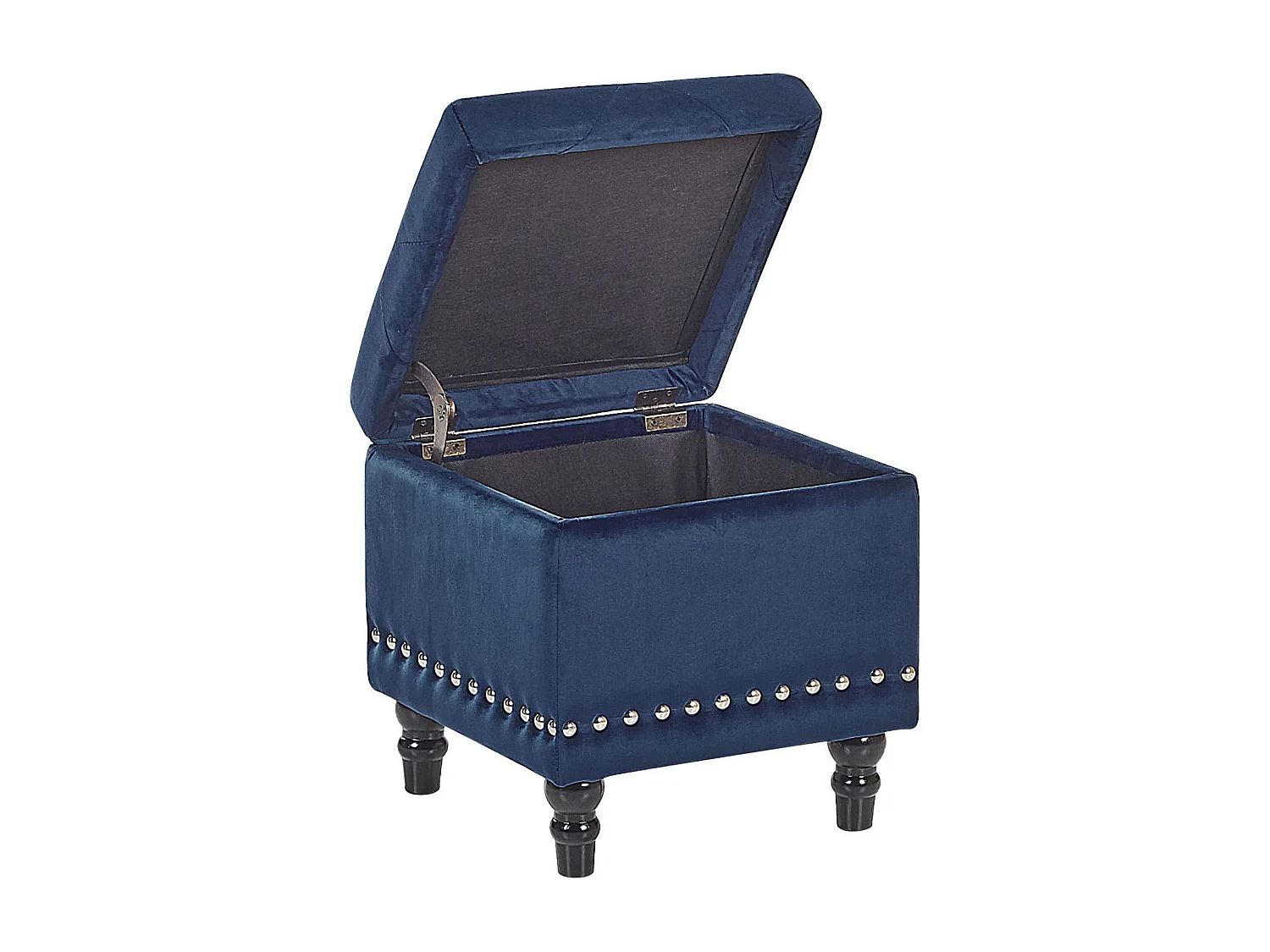 Puf ze schowkiem LORETTO Welur Ciemnoniebieski 37 cm 37 cm 40 cm