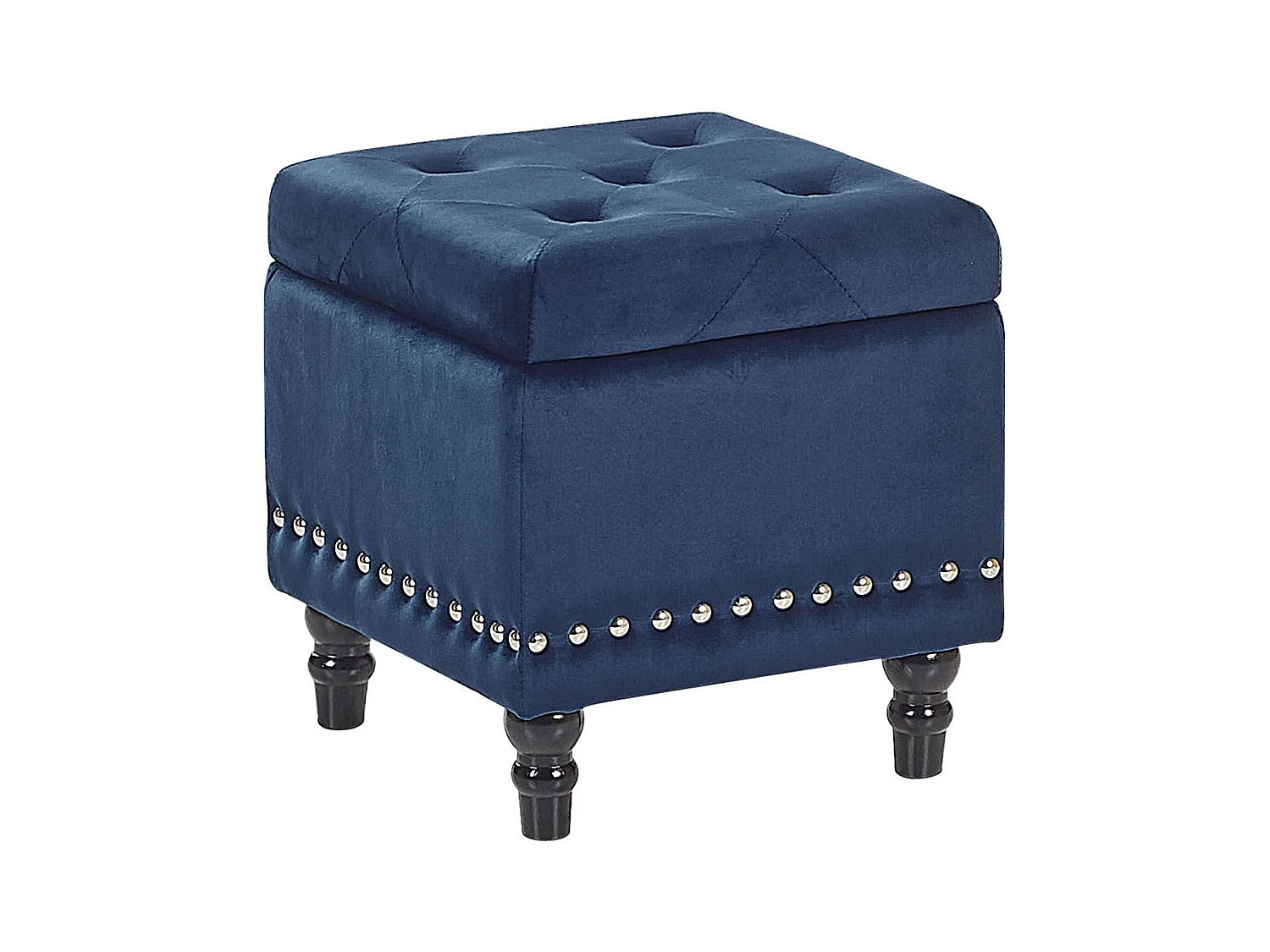 Pouf de rangement LORETTO Velours Bleu foncé
