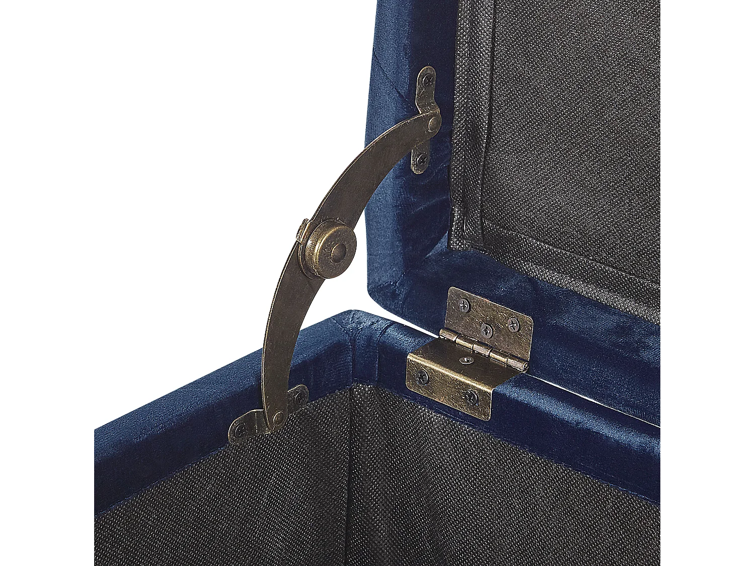 Pufe com arrumação LORETTO Veludo Azul escuro 37 cm 37 cm 40 cm