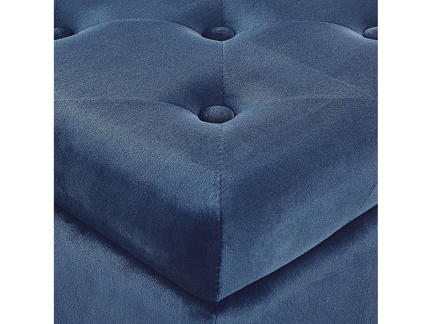 Pufe com arrumação LORETTO Veludo Azul escuro 37 cm 37 cm 40 cm