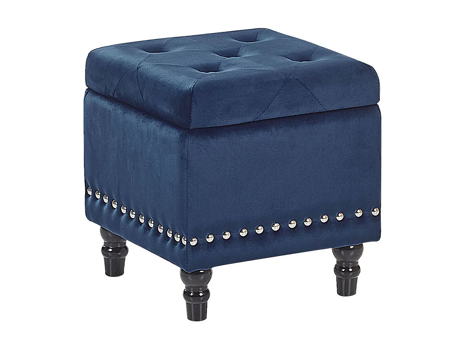 Puf con almacenaje LORETTO Terciopelo Azul oscuro 37 cm 37 cm 40 cm