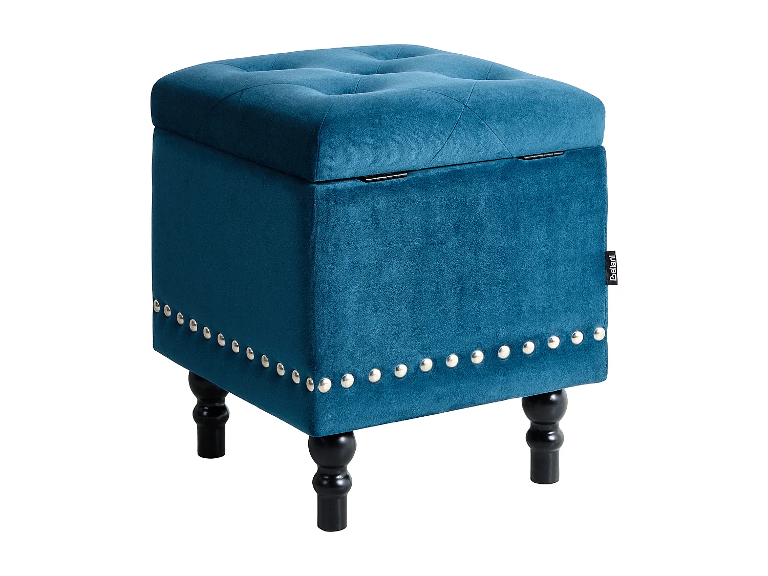 Pouf de rangement LORETTO Velours Bleu foncé