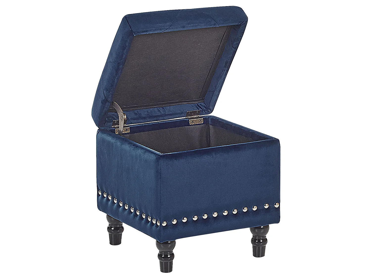 Puf ze schowkiem LORETTO Welur Ciemnoniebieski 37 cm 37 cm 40 cm