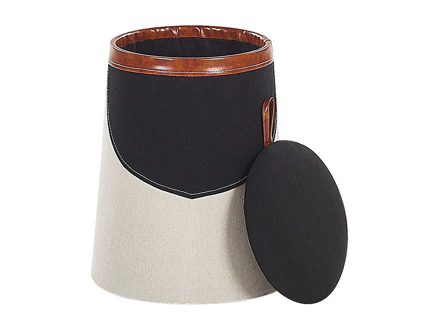 Pufe para crianças com arrumação APACHE Linho sintético Creme 33 cm 33 cm 45 cm