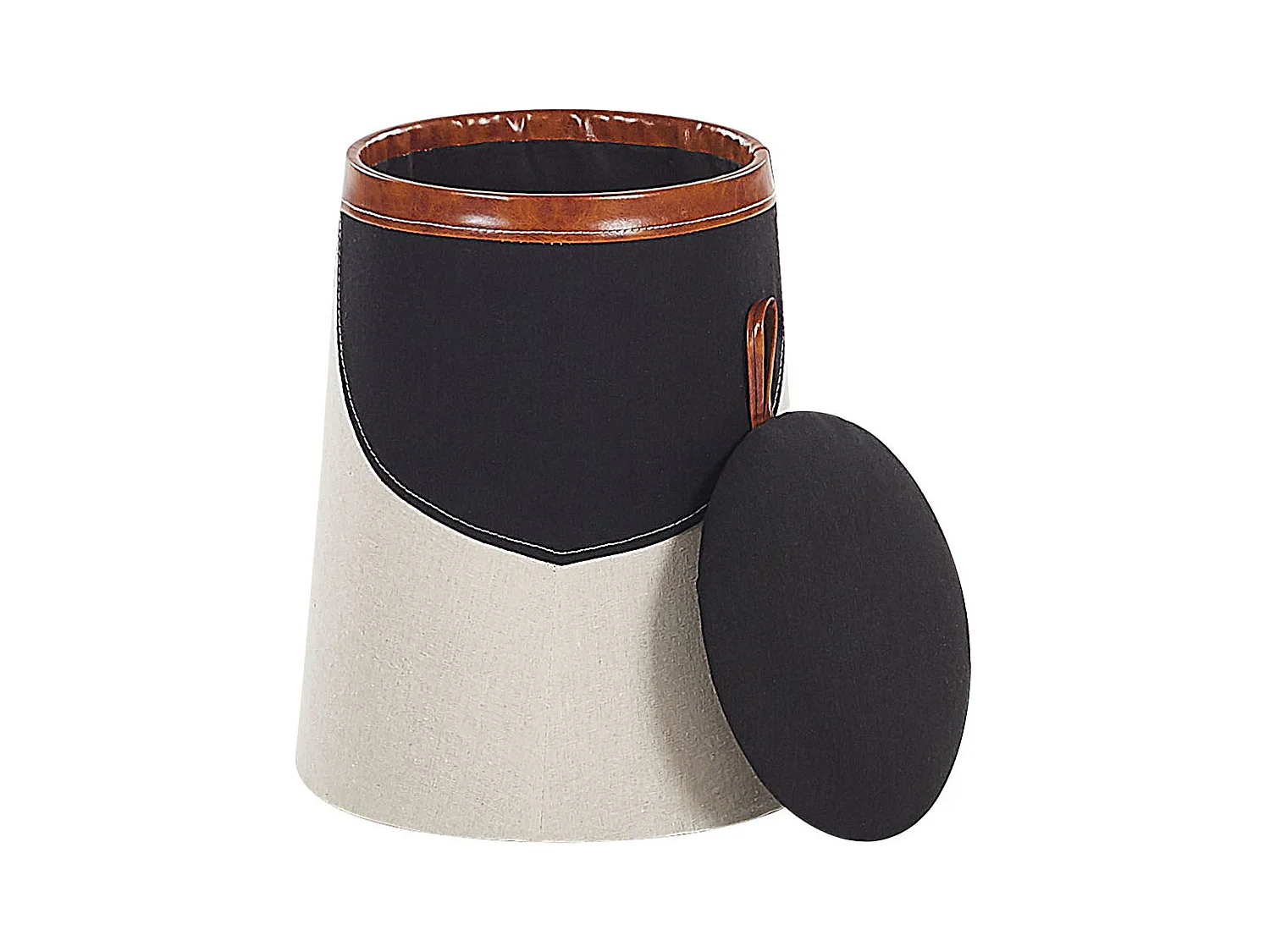 Kinderhocker Polsterbezug beige rund mit Stauraum Indianer-Design Apache