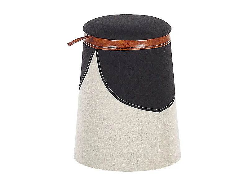 Pufe para crianças com arrumação APACHE Linho sintético Creme 33 cm 33 cm 45 cm