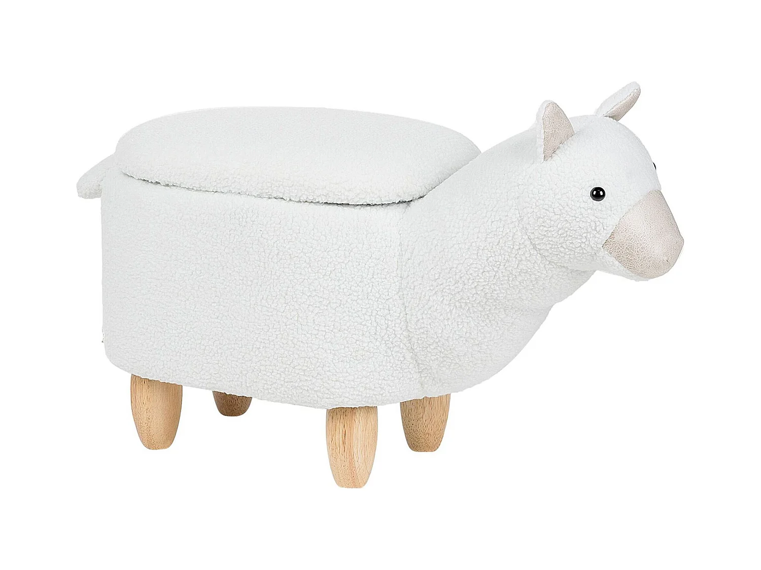 Tabouret de rangement animal ALPACA Tissu Blanc