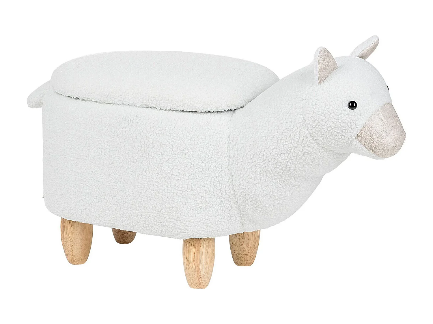 Tabouret de rangement animal ALPACA Tissu Blanc