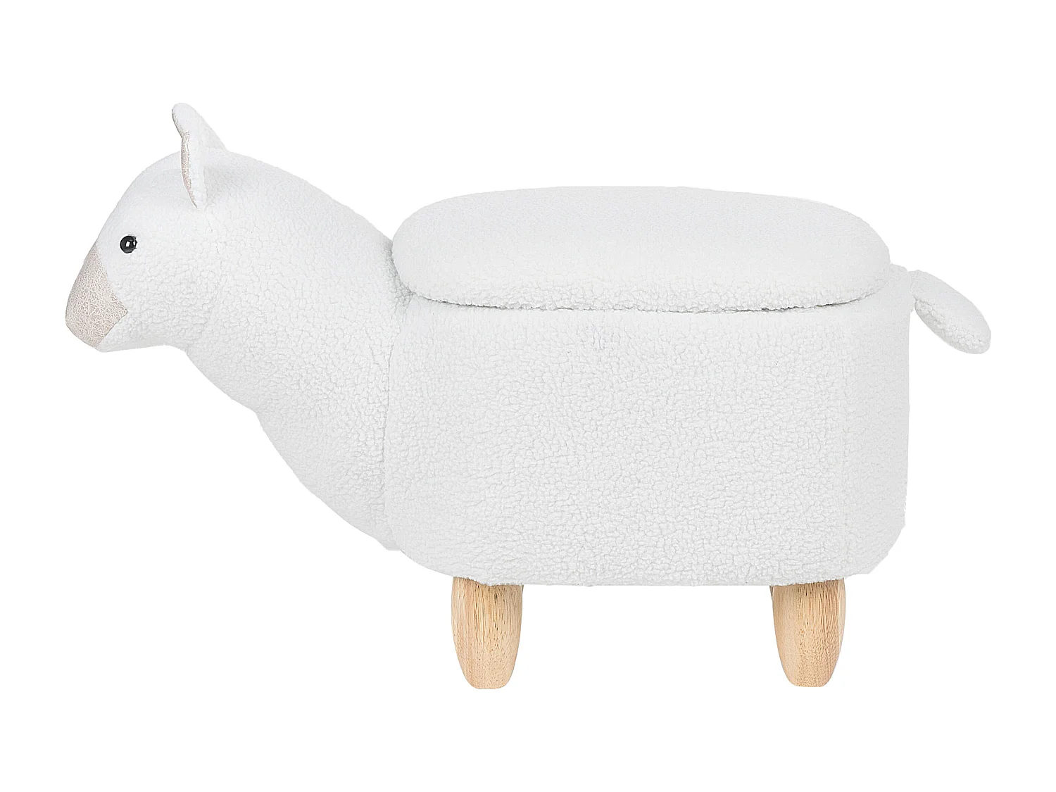 Tabouret de rangement animal ALPACA Tissu Blanc