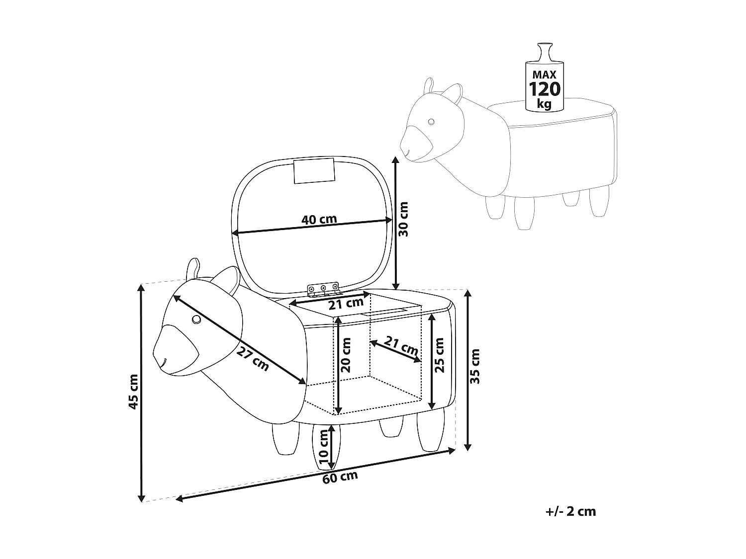 Pouf di tessuto bianco ALPACA