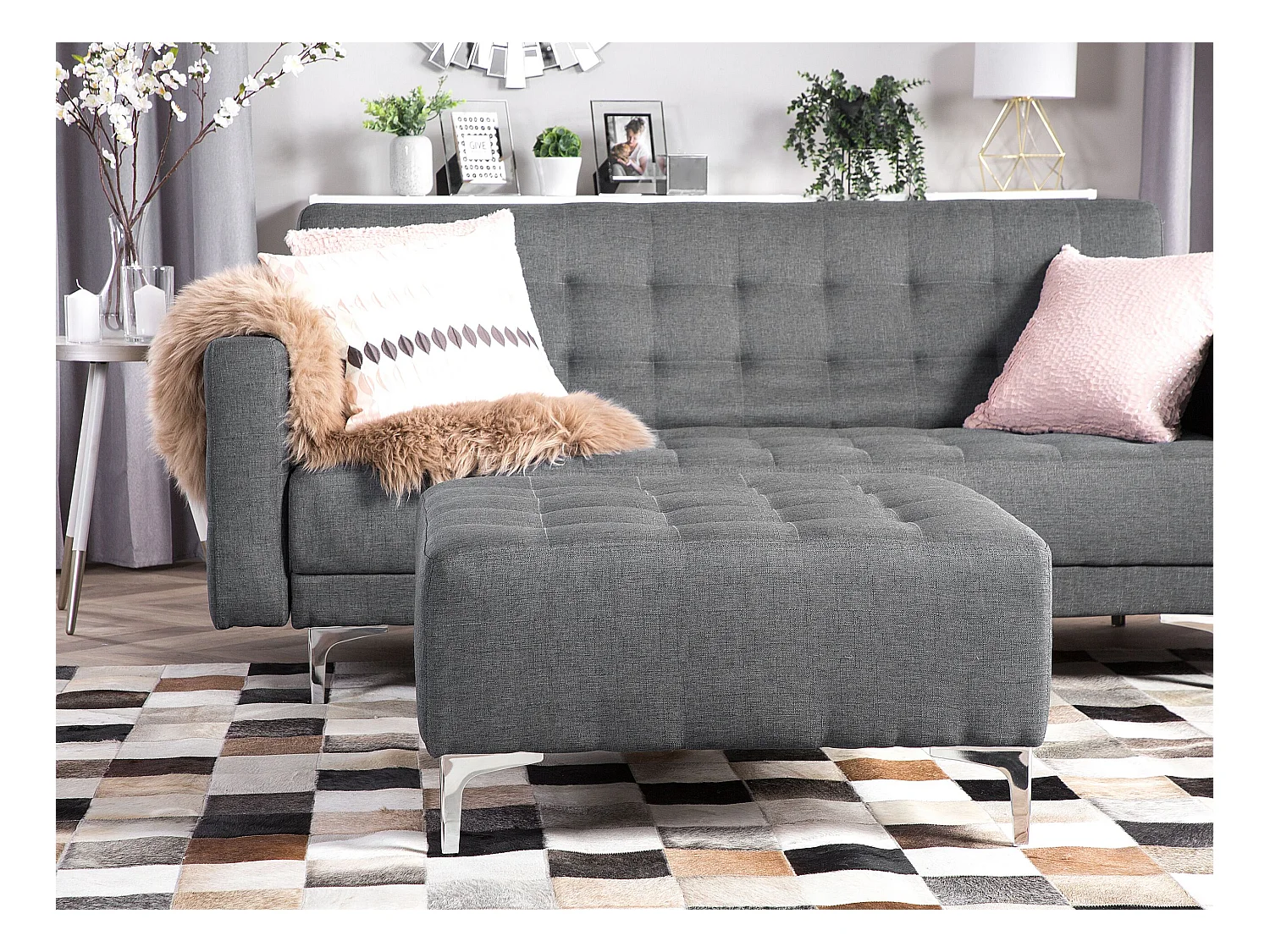 Ottoman ABERDEEN Tissu Gris clair