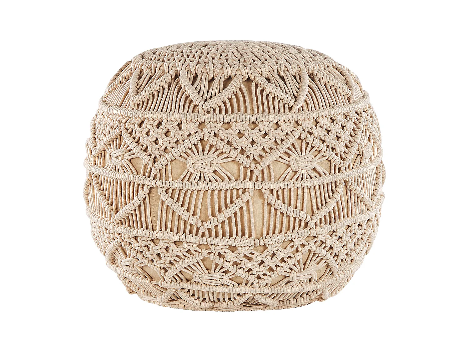 Pouf Strickhocker Kugelsitz Liegekissen Beige 40x40 cm rund Baumwolle Kayseri